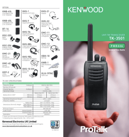 Kenwood Pro Talk - TK - 3501 THINUX TP - Micro+ Professional Waterproof Walkie Talkie