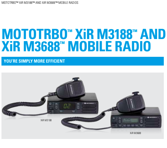 Mototrbo XiR M3188 and XIR M3688 Mobile Radio